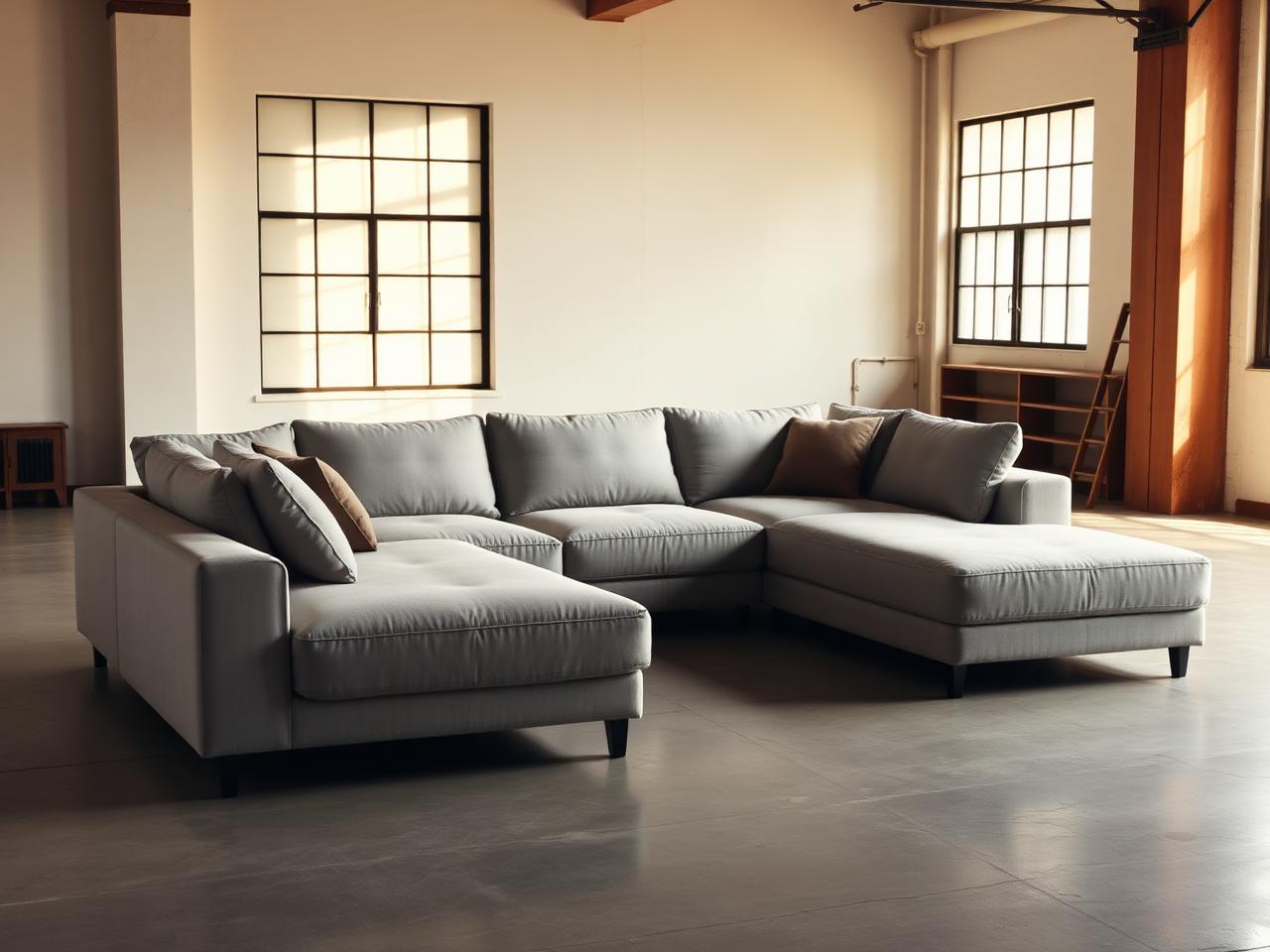 A large L-shaped grey sectional in the Whitby unit